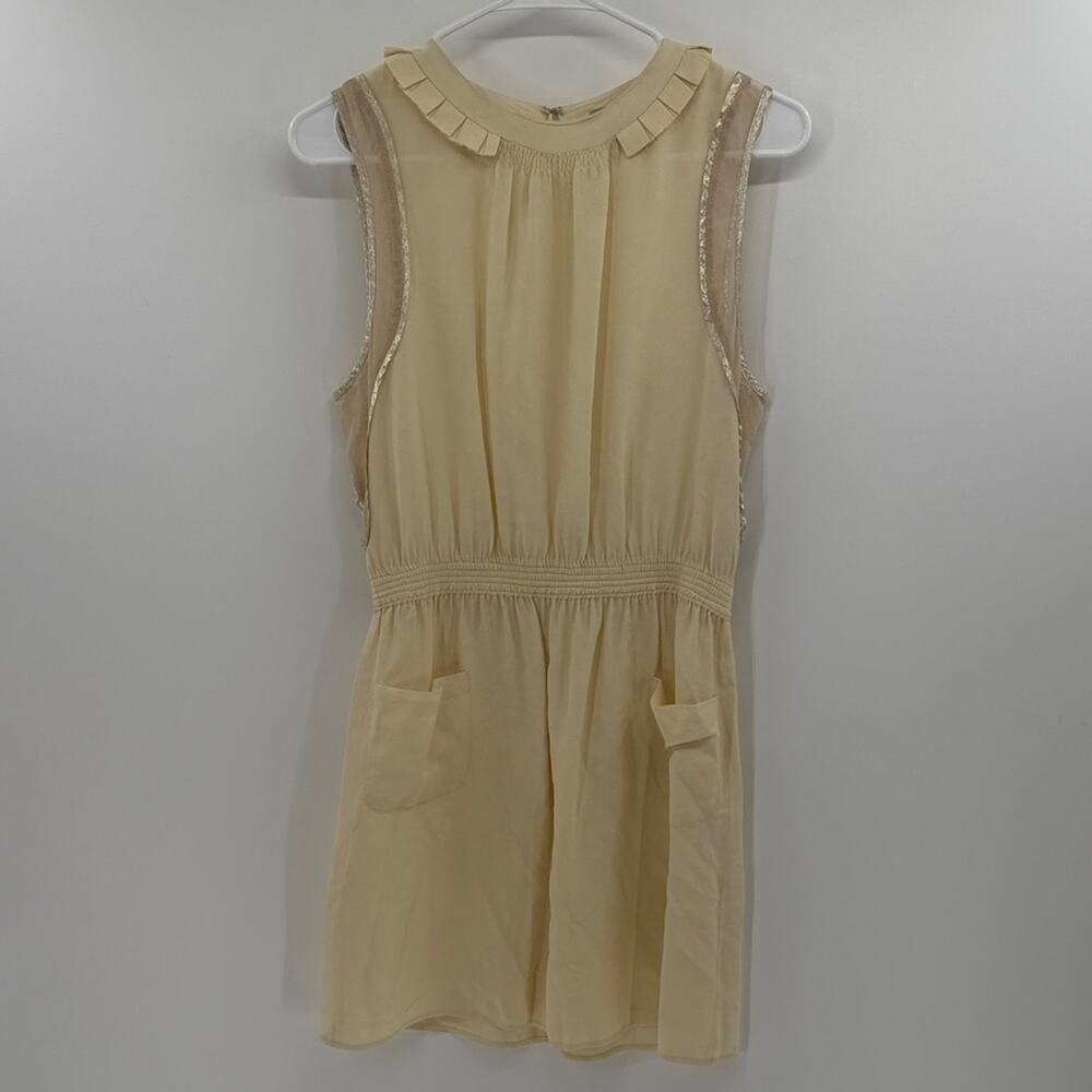 Alexander Wang Women's Pleated Sleeveless Silk Mini Dress - Yellow Cream - 4